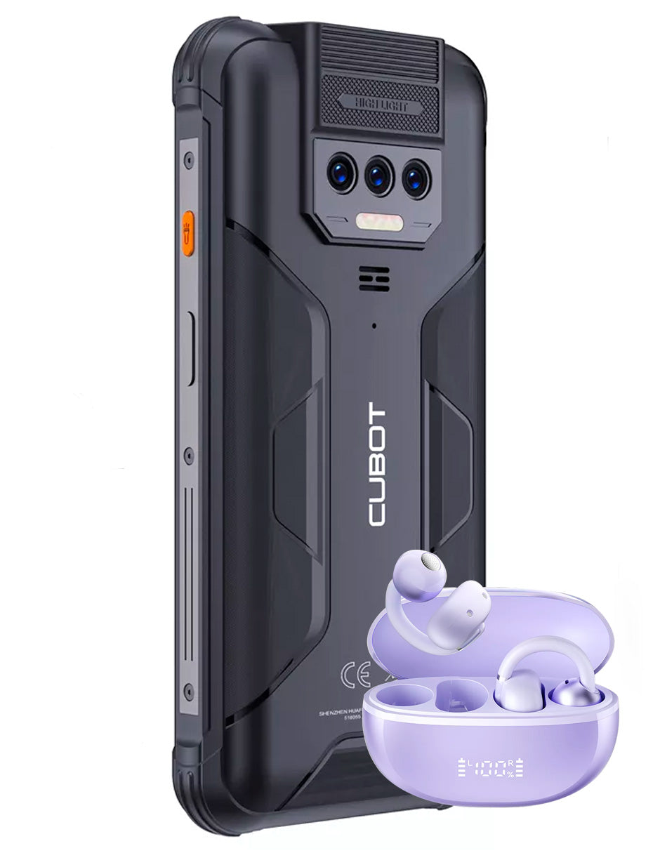 SmartPhone King Kong 8 Dual SIM 256 GB Negro 6 GB RAM + Auriculares Inalámbricos Con Clip Morado