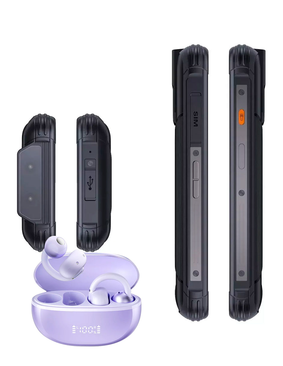 SmartPhone King Kong 8 Dual SIM 256 GB Negro 6 GB RAM + Auriculares Inalámbricos Con Clip Morado