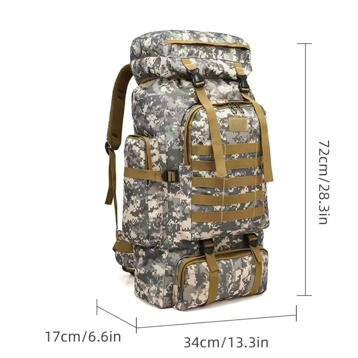 Saco de avío táctico de 41 litros gris pixel en tela Oxford con MOLLE - foto 3