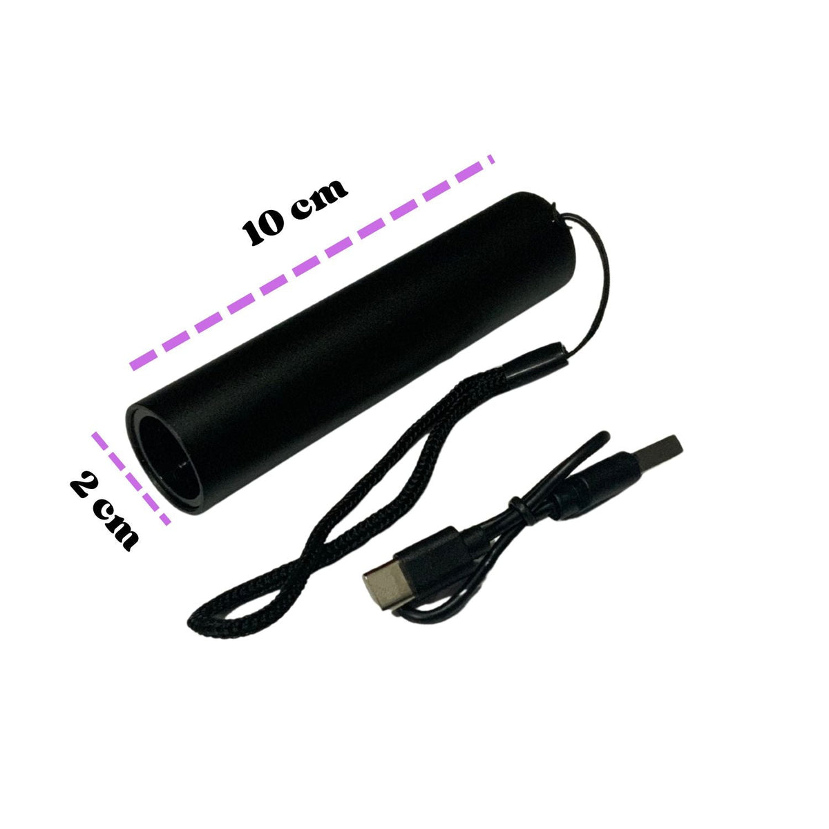 Mini lámpara de luz UV con filtro negro, recargable USB-C y correa - foto 3