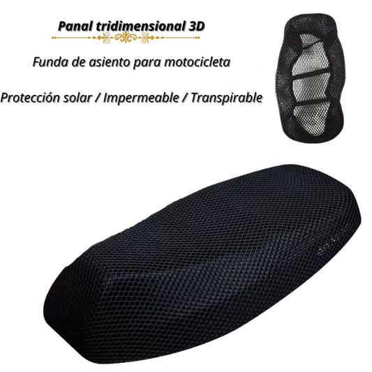 Funda 3D transpirable para asiento de motocicleta, color negro