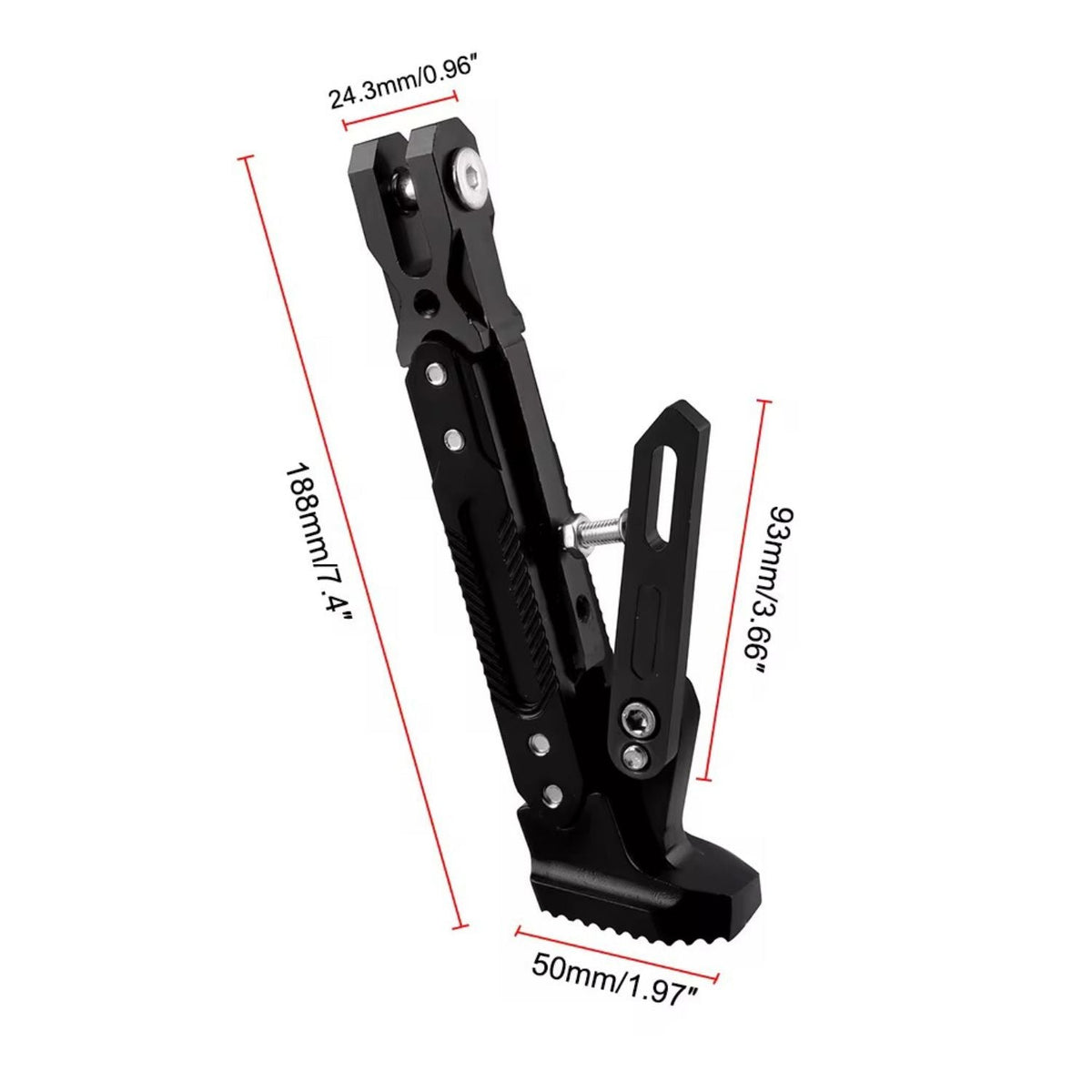 Pata de apoyo tipo trípode para moto, aluminio negro, ajustable - foto 3