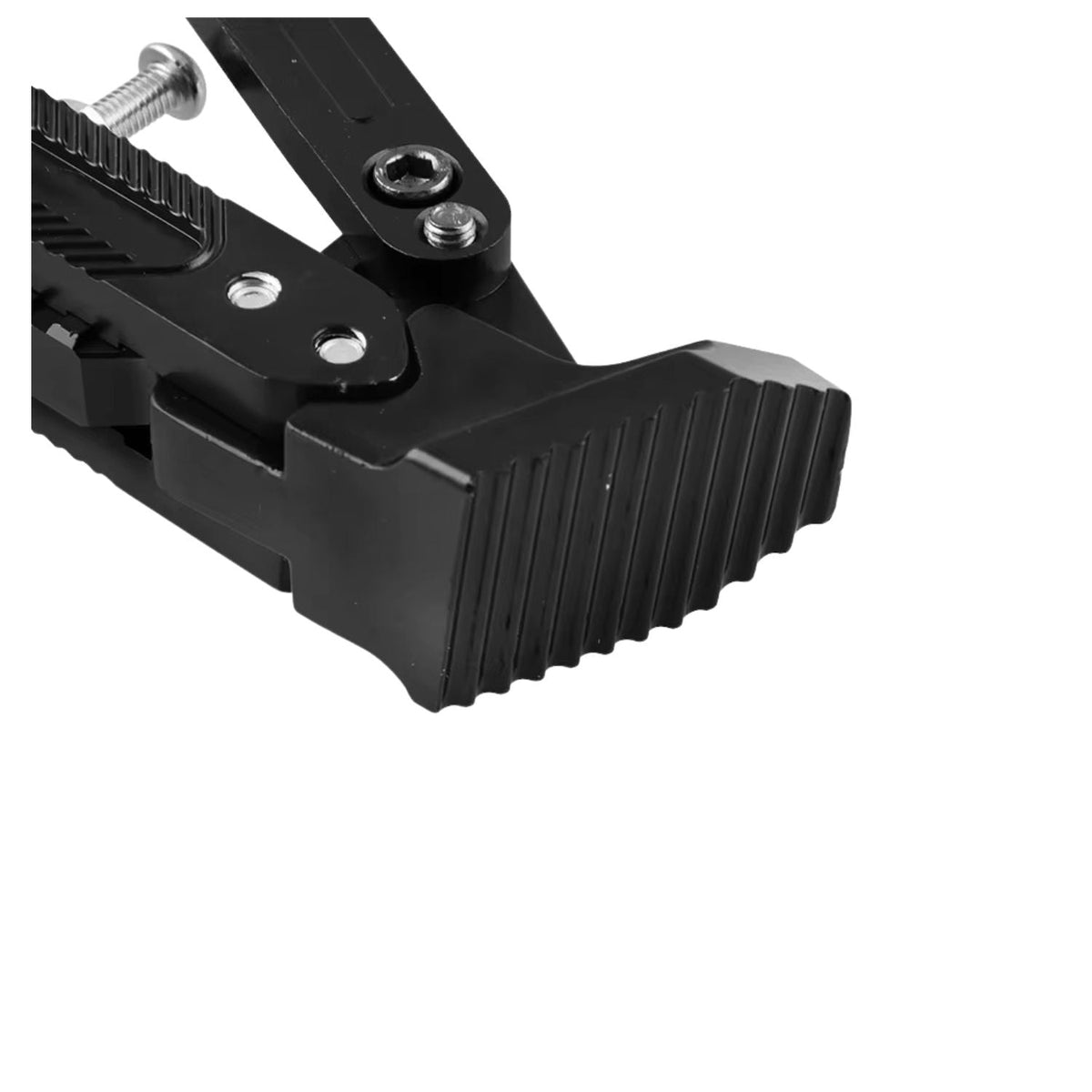 Pata de apoyo tipo trípode para moto, aluminio negro, ajustable