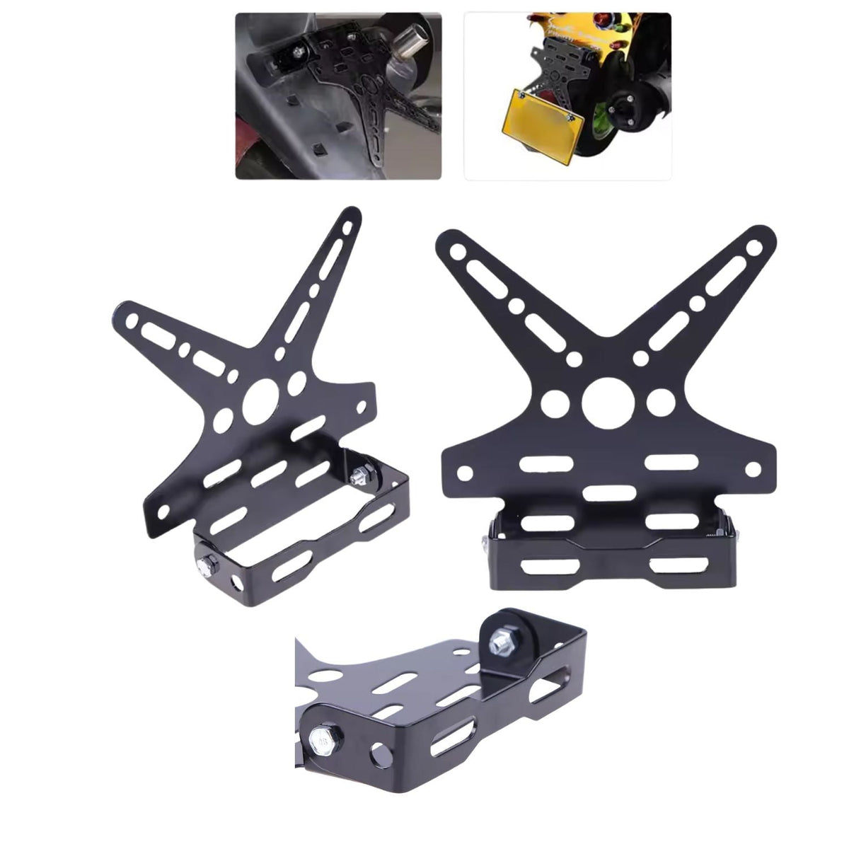Porta placas universal para moto de aluminio CNC, ajustable, en varios colores - foto 2