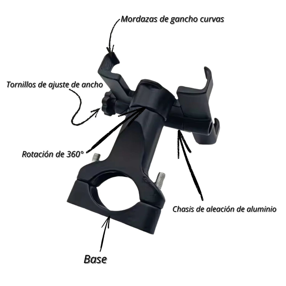 Soporte de celular para moto con carga USB, giro 360° y antivibración - foto 3