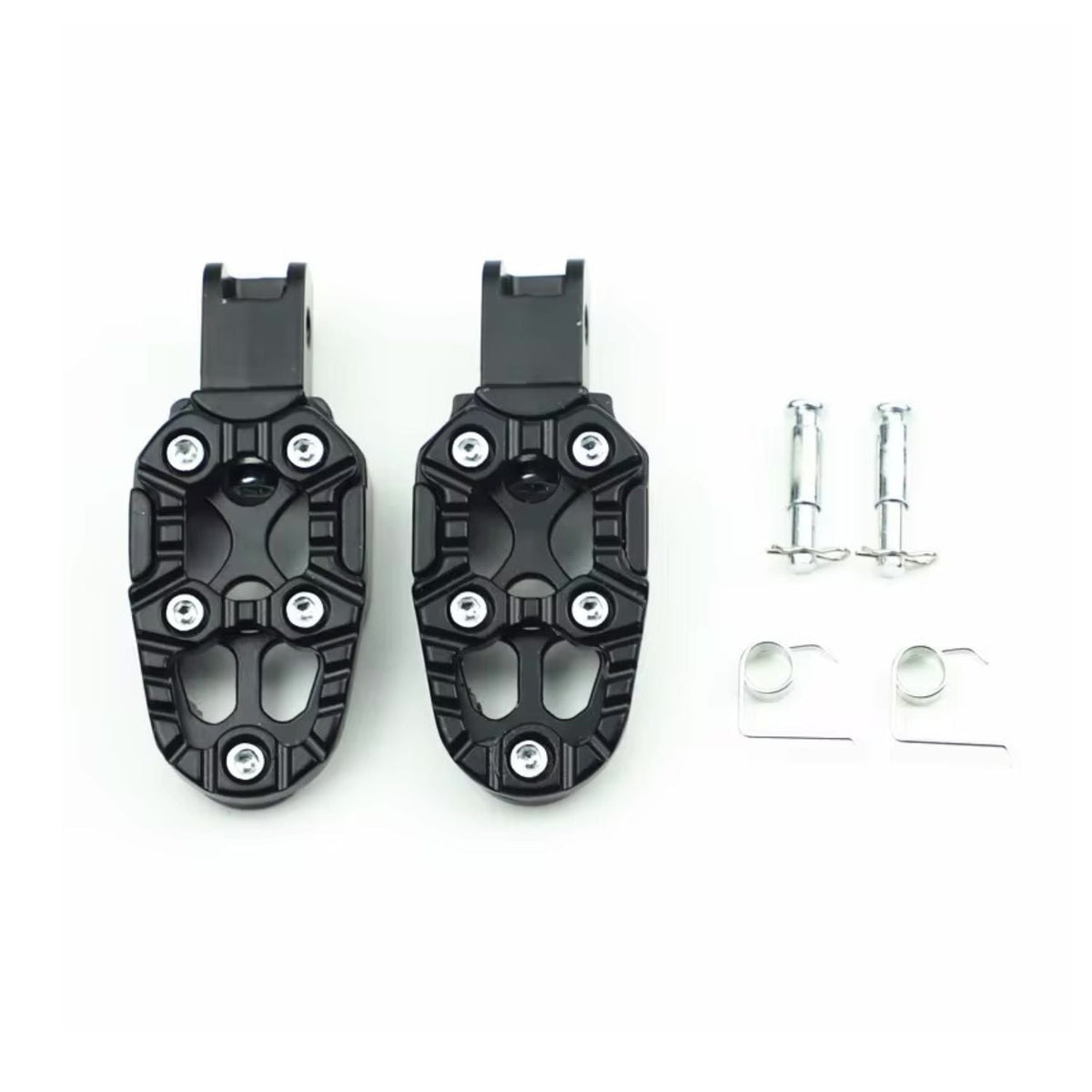 Estribos abatibles de aluminio antideslizantes para moto, negros