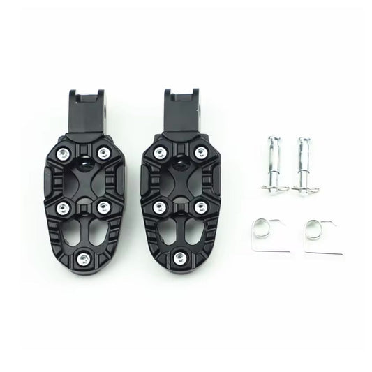 Estribos abatibles de aluminio antideslizantes para moto, negros