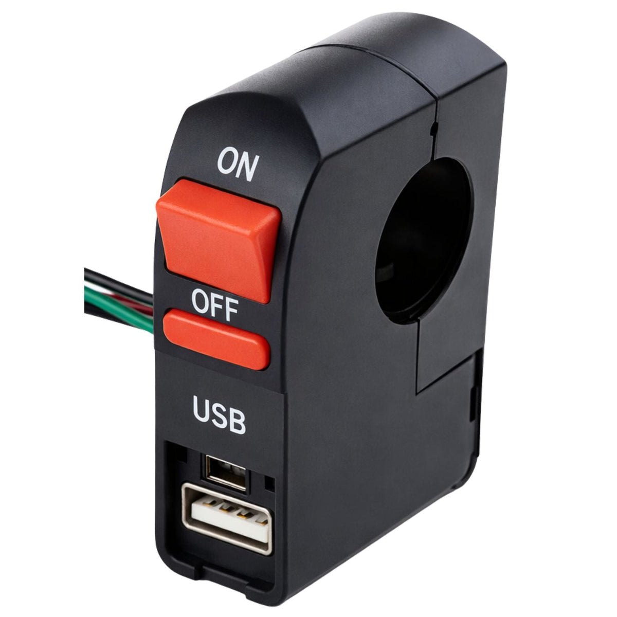 Interruptor ON/OFF con doble USB para manubrio de moto