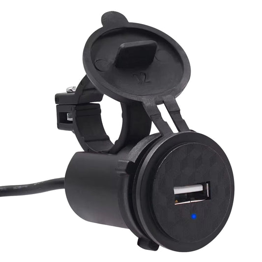 Cargador USB para moto con tapa protectora, para manubrio o retrovisor