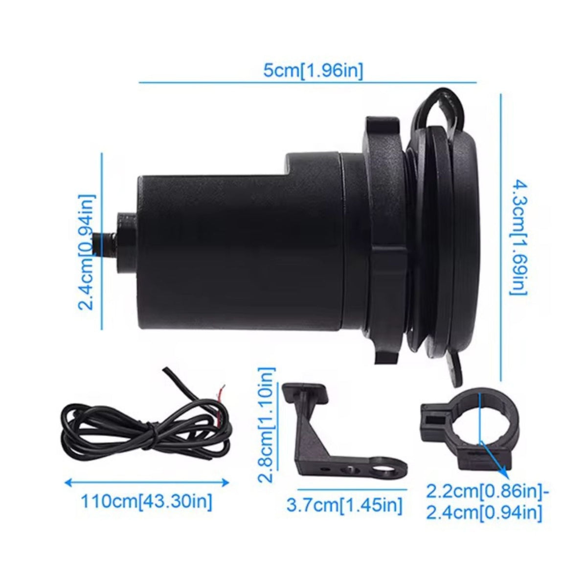Cargador USB para moto con tapa protectora, para manubrio o retrovisor - foto 4