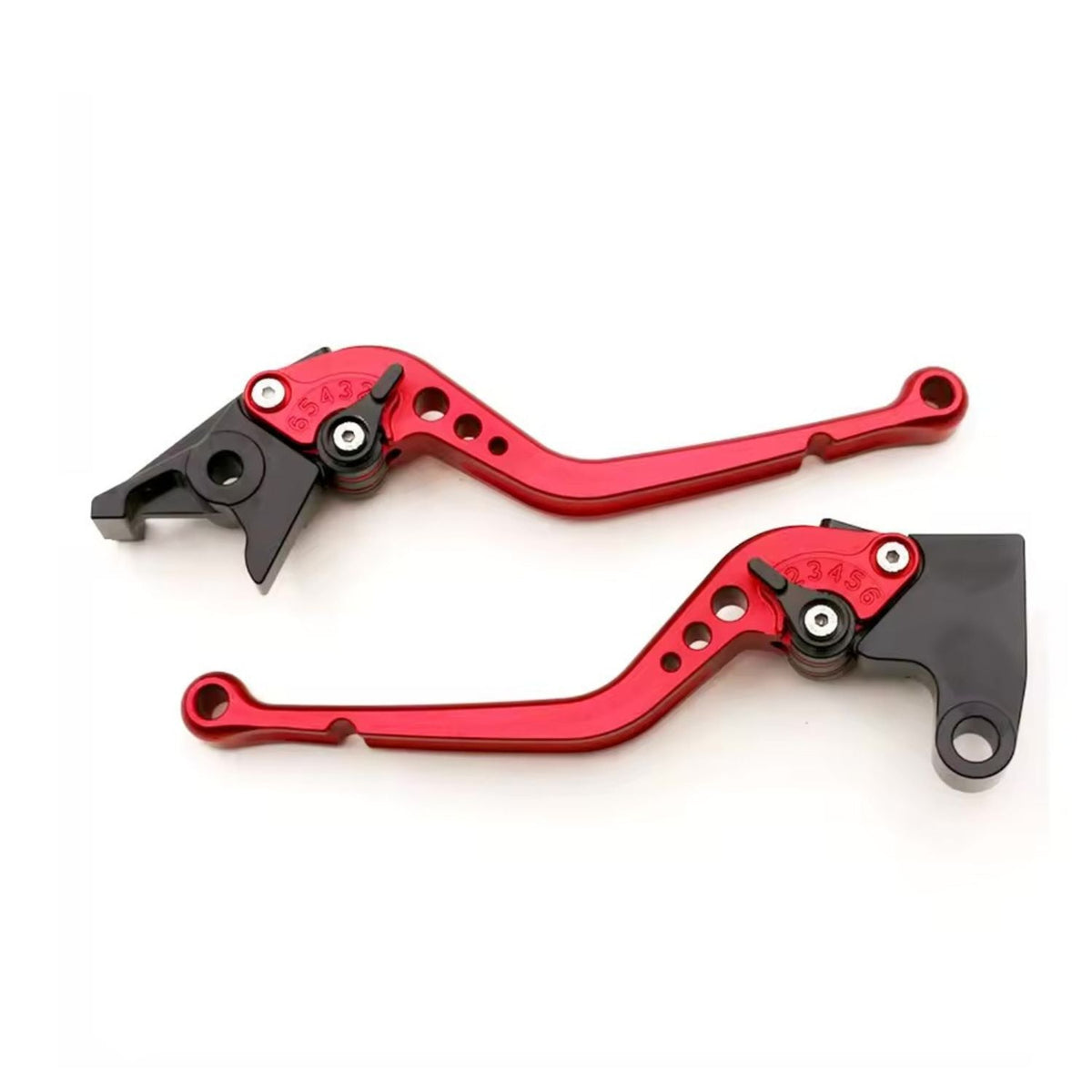 Par de manijas ajustables para moto, freno y clutch, rojo y negro