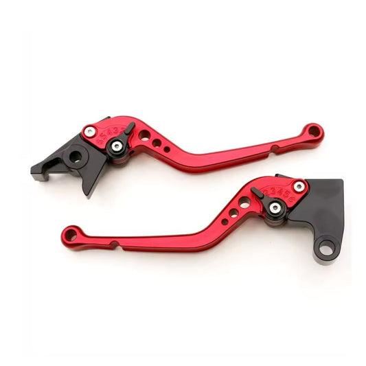 Par de manijas ajustables para moto, freno y clutch, rojo y negro