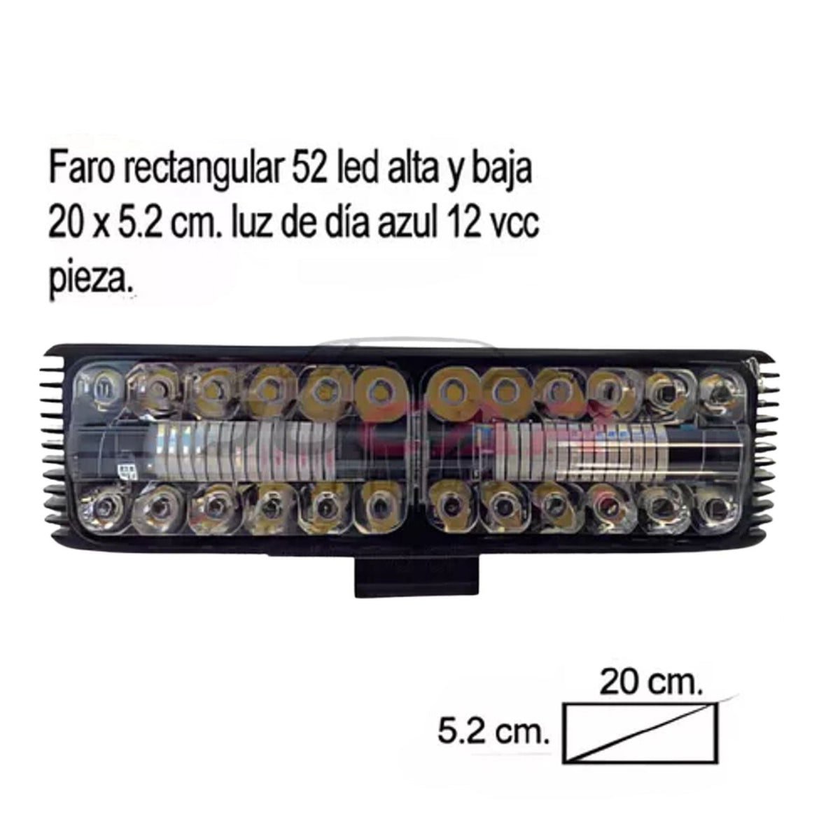 Faro LED rectangular de 52 LEDs alta/baja con luz azul DRL MTC061 - foto 3