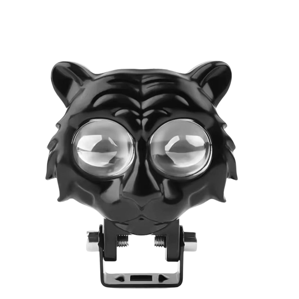 Faro LED auxiliar con diseño de cabeza de tigre y doble lente para moto, 12 V
