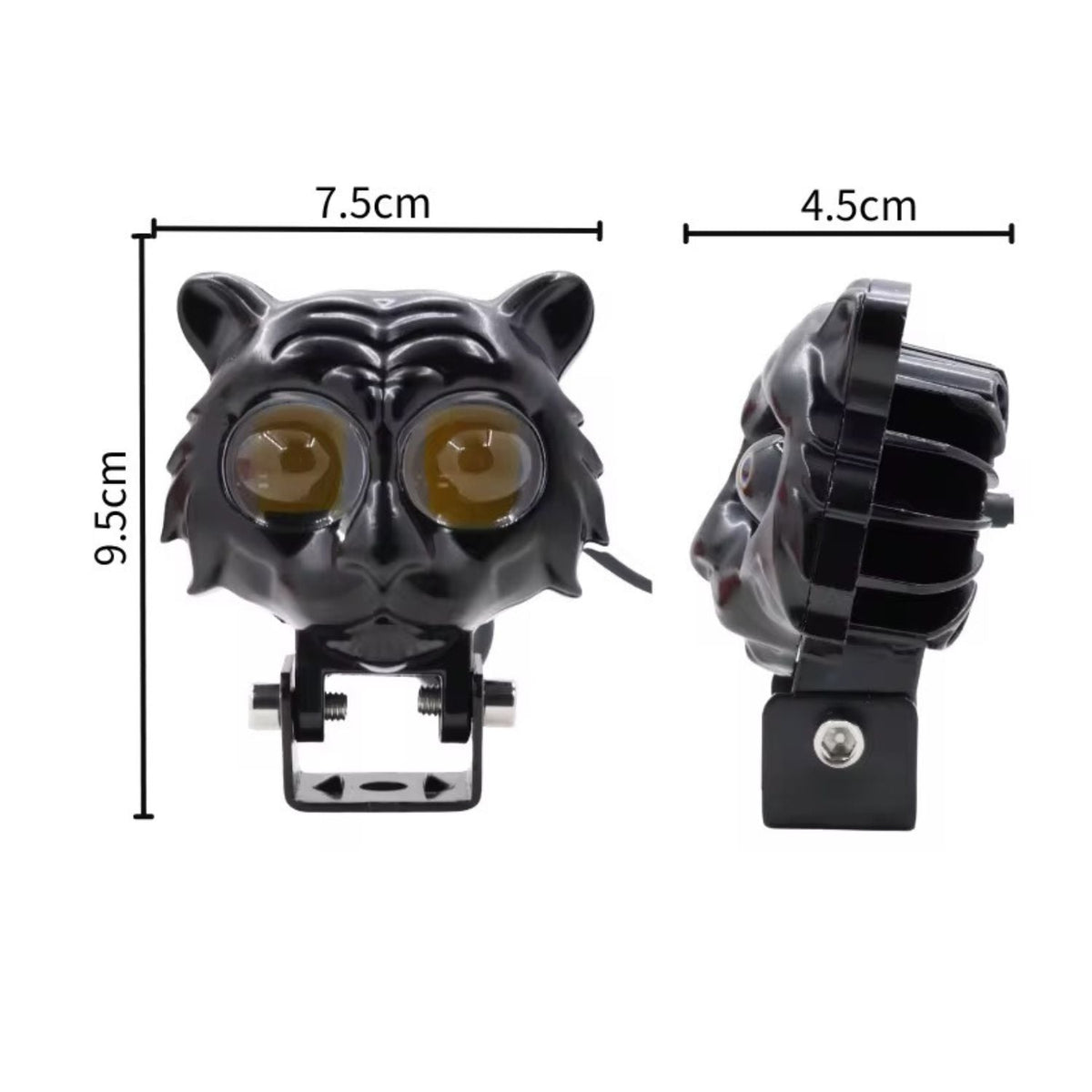 Faro LED auxiliar con diseño de cabeza de tigre y doble lente para moto, 12 V - foto 2