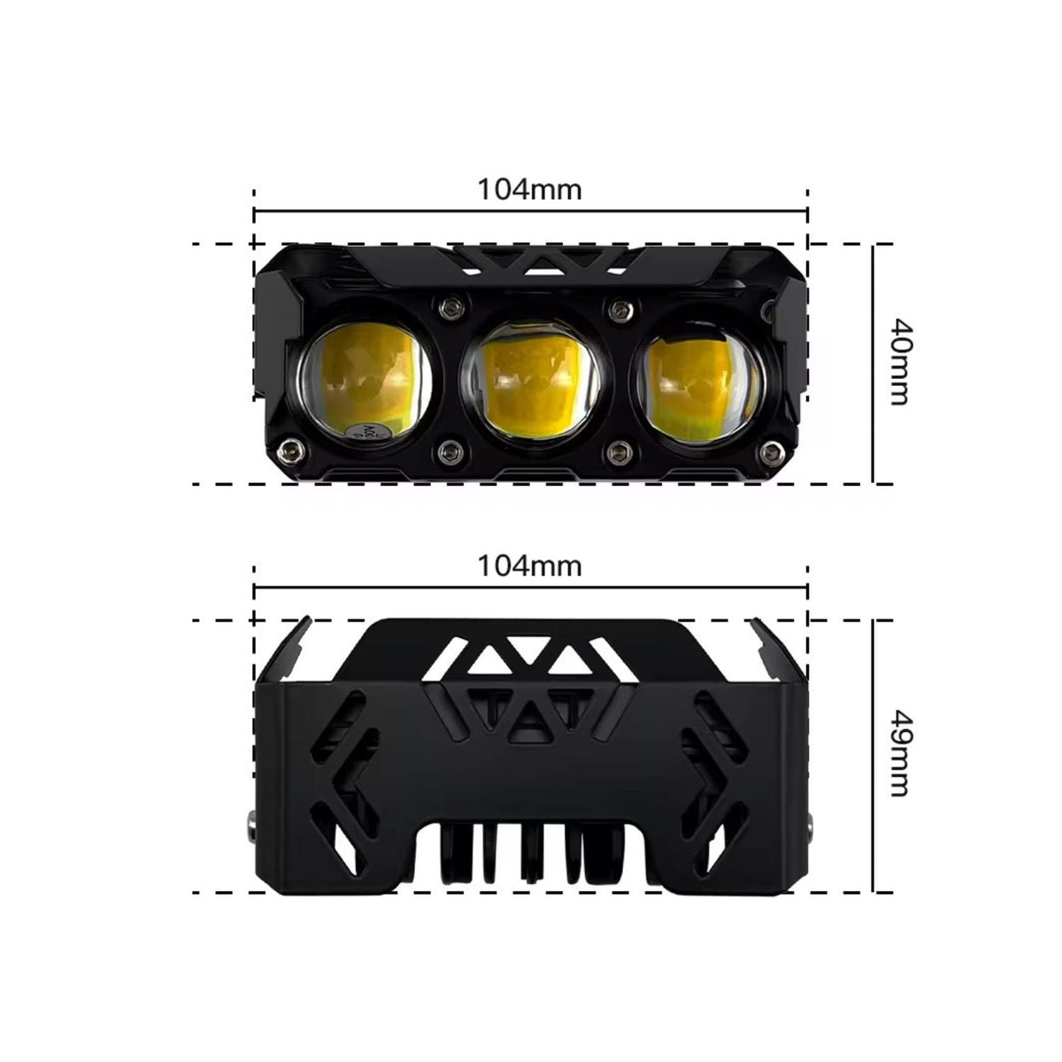 Faro LED auxiliar triple tipo proyector 12-24 V impermeable - foto 2