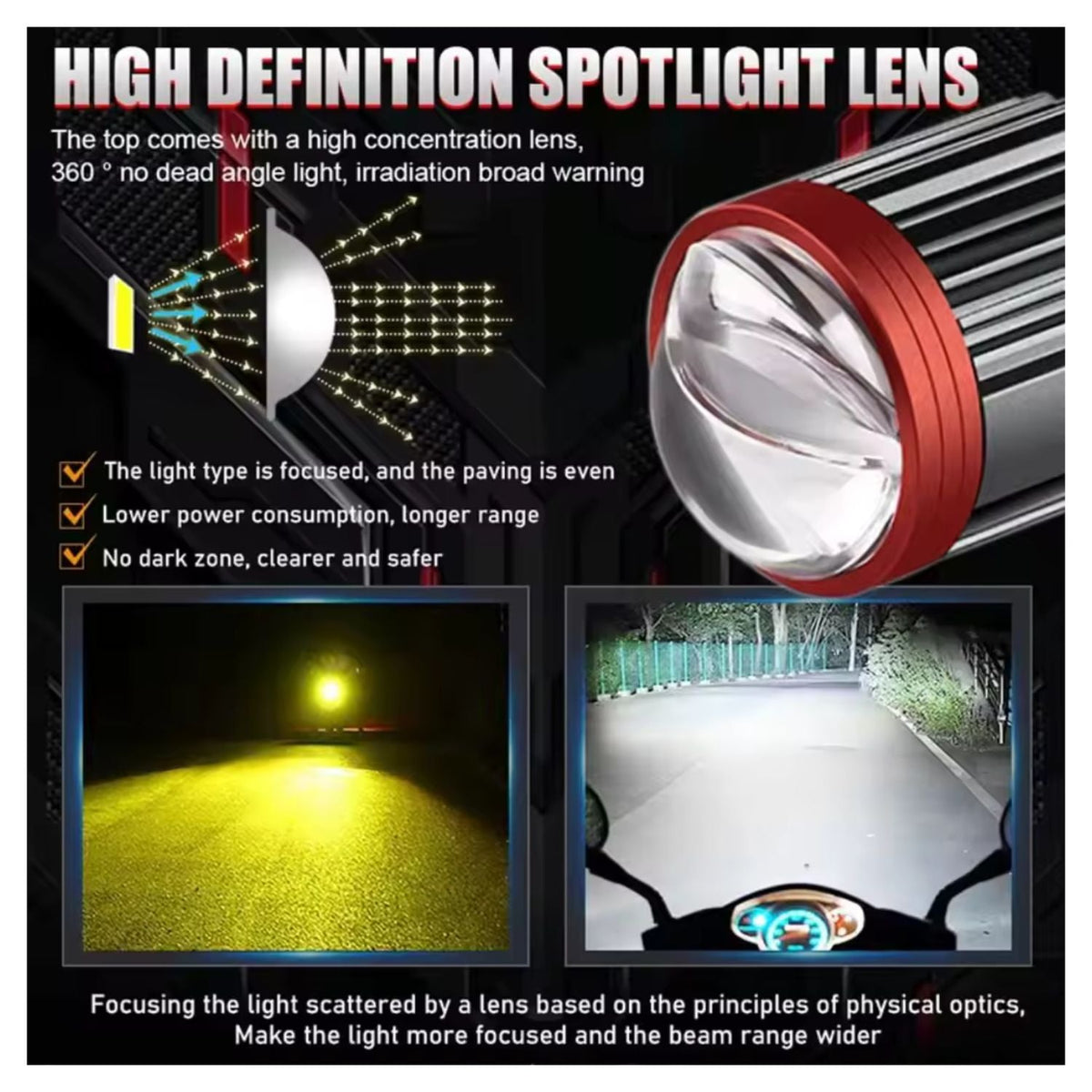 Foco LED tipo proyector para faro de moto, luz blanca o ámbar - foto 2
