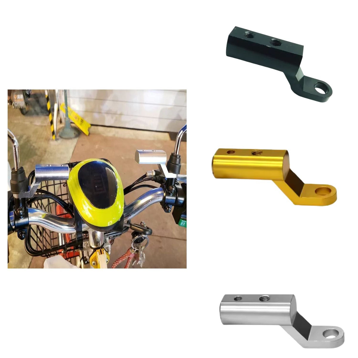 Extensor metálico para retrovisor de moto tipo L con doble rosca - foto 2