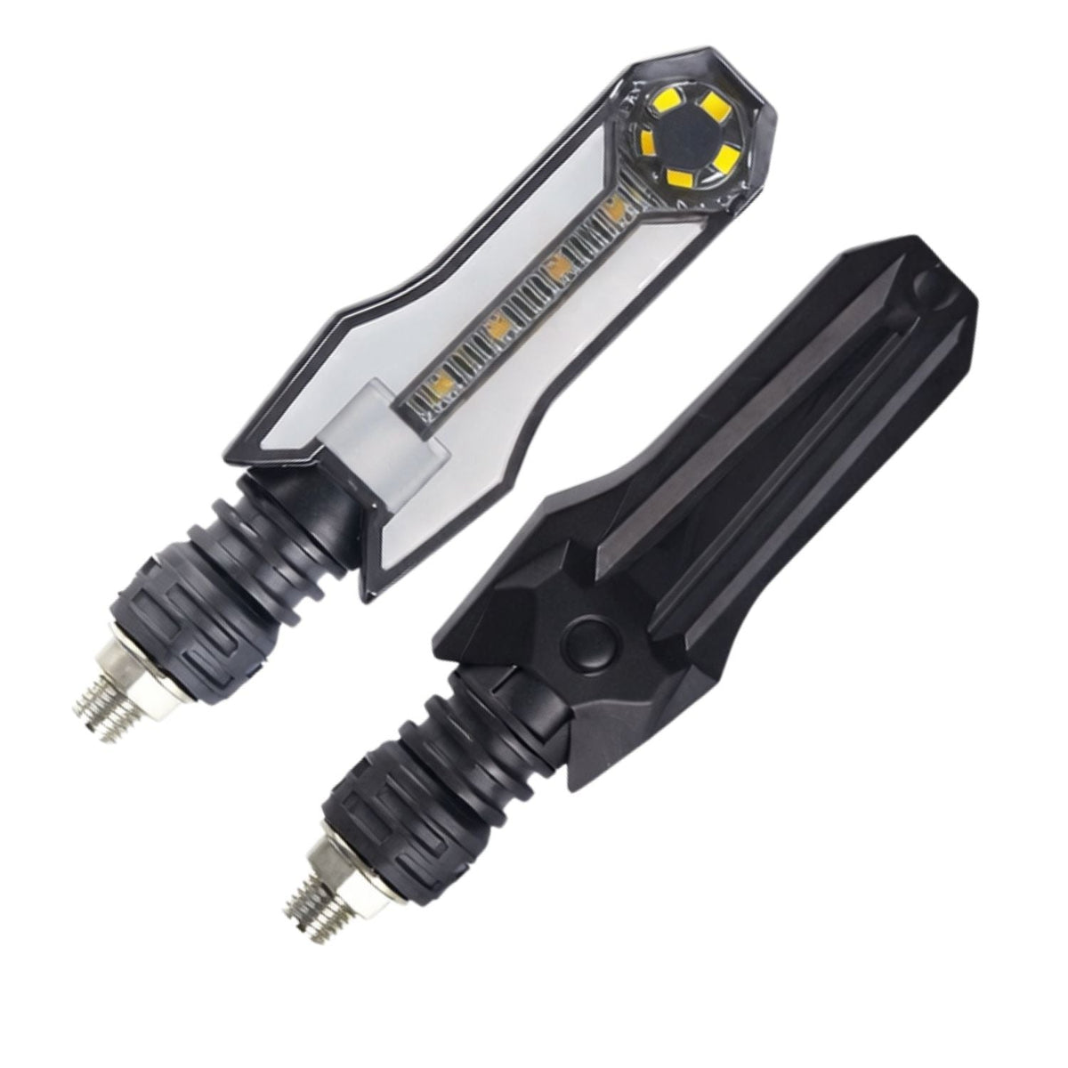 Par de direccionales LED tipo barra para moto con conectores bullet