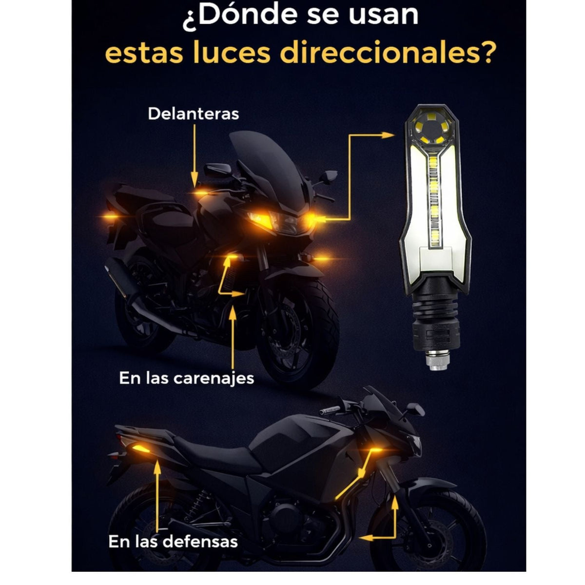 Par de direccionales LED tipo barra para moto con conectores bullet - foto 2
