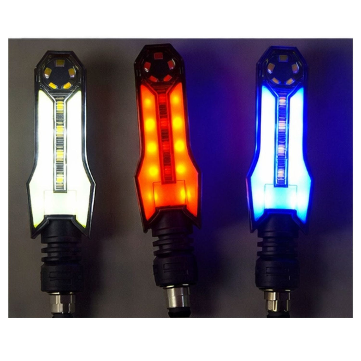 Par de direccionales LED tipo barra para moto con conectores bullet - foto 3