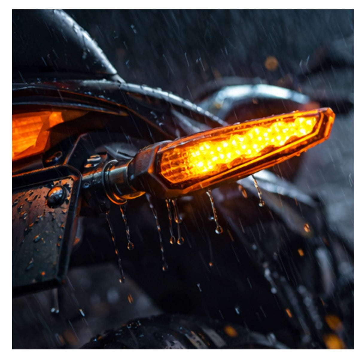 Par de direccionales LED ámbar slim para moto, estilo racing - foto 2