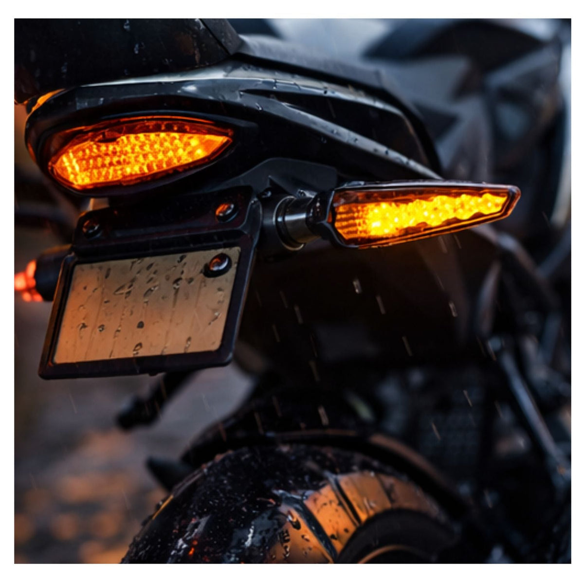 Par de direccionales LED ámbar slim para moto, estilo racing - foto 3