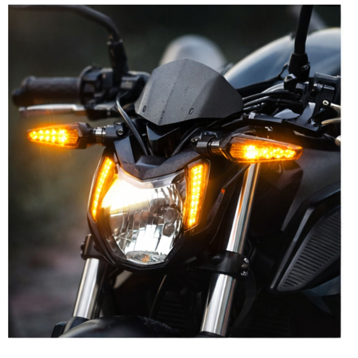 Par de direccionales LED ámbar slim para moto, estilo racing - foto 4