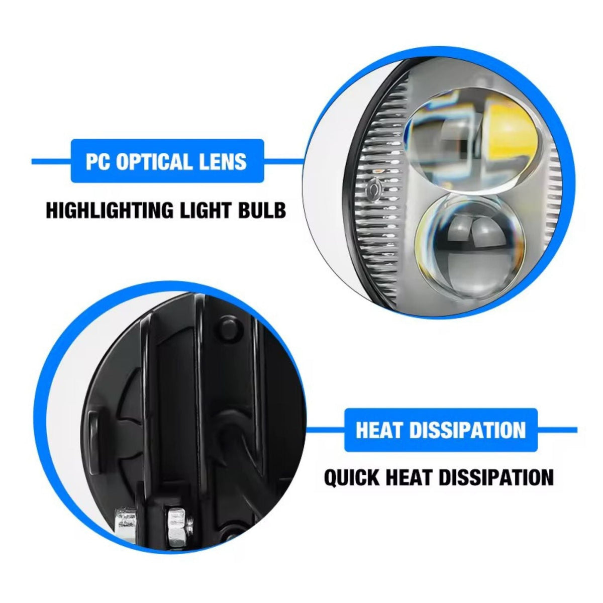 Faro LED proyector lupa para moto y ATV, luz blanca, amarilla y estrobo - foto 6