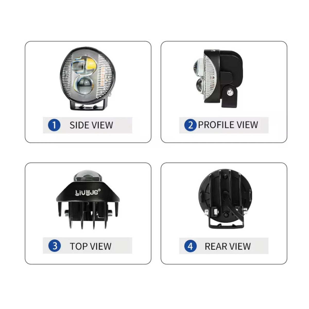 Faro LED proyector lupa para moto y ATV, luz blanca, amarilla y estrobo - foto 3