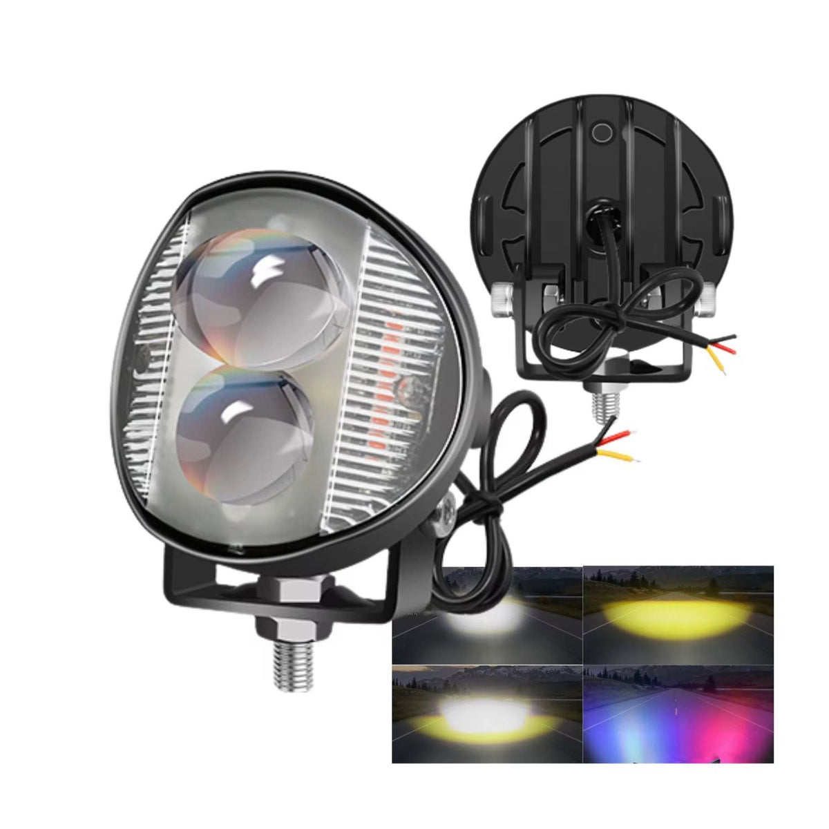 Faro LED proyector lupa para moto y ATV, luz blanca, amarilla y estrobo - foto 5