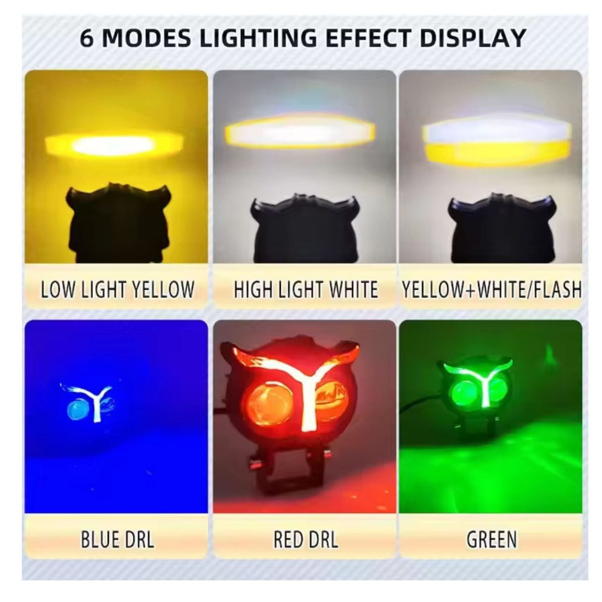 Faros LED tipo búho para moto con tira RGB y luz DRL - foto 7
