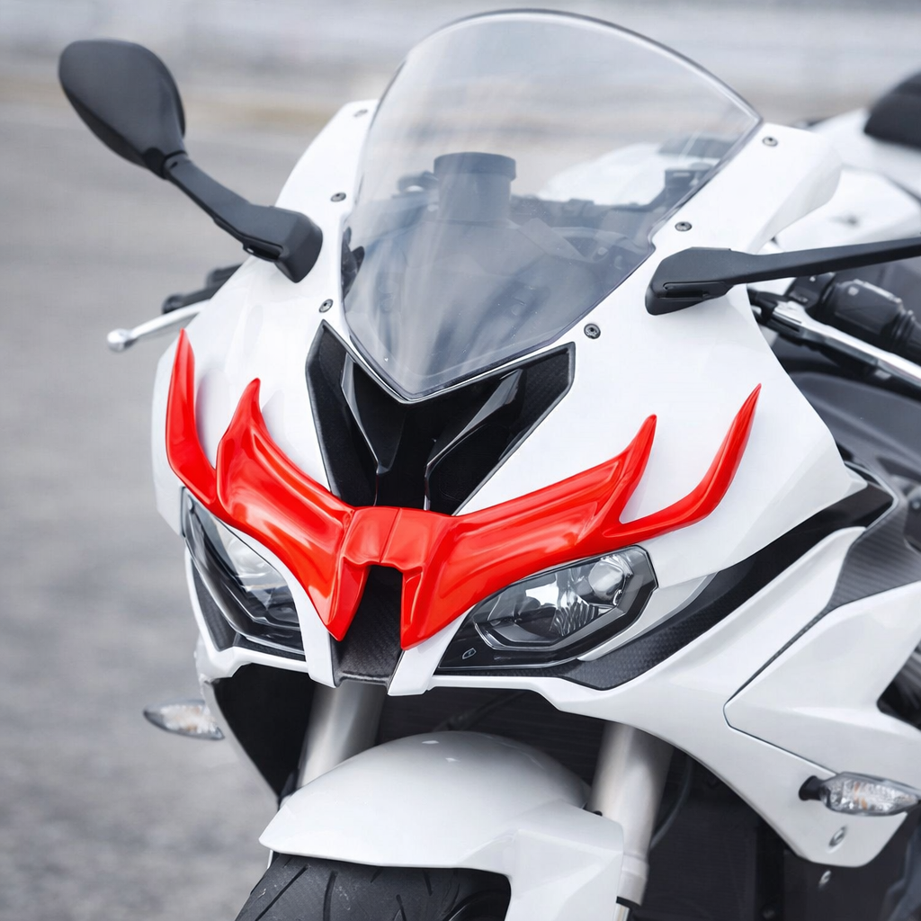 Deflector frontal tipo alerón con alas para moto, rojo brillante - foto 6
