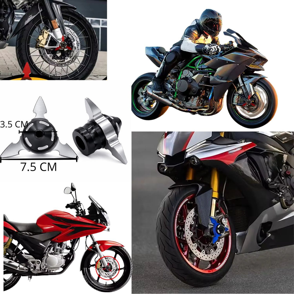 Slider protector de eje para moto tipo shuriken en aluminio CNC - foto 4