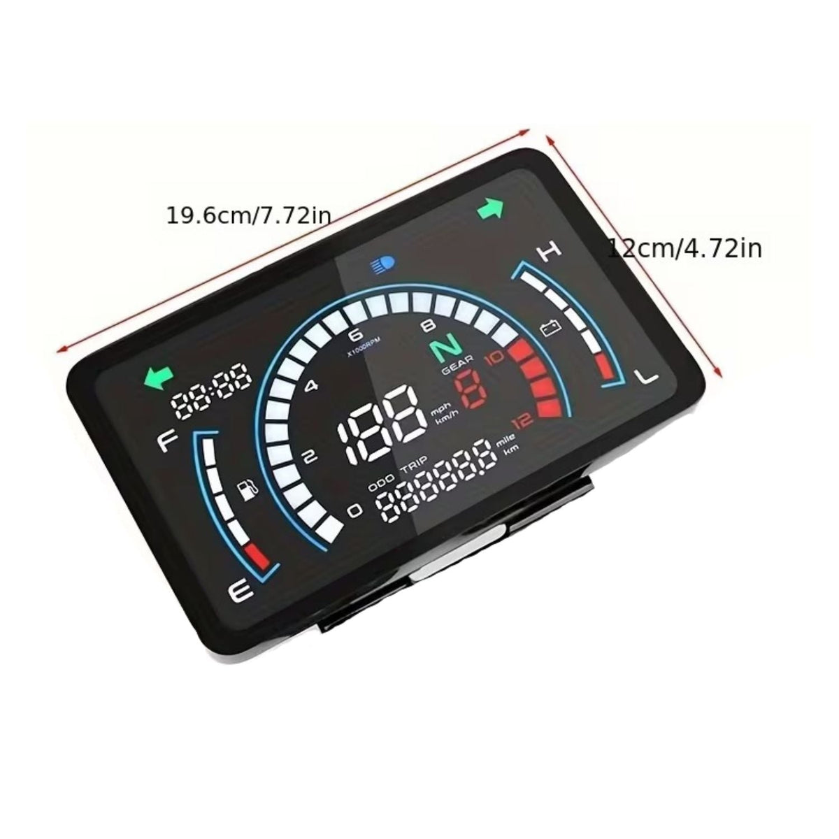 Tablero digital LCD universal para moto con velocidad, RPM y marcha - foto 3