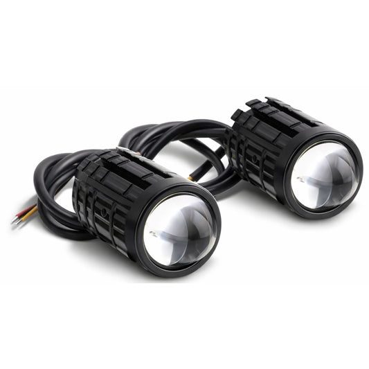 Kit de 2 faros LED auxiliares para moto con luz blanca y ámbar e interruptor