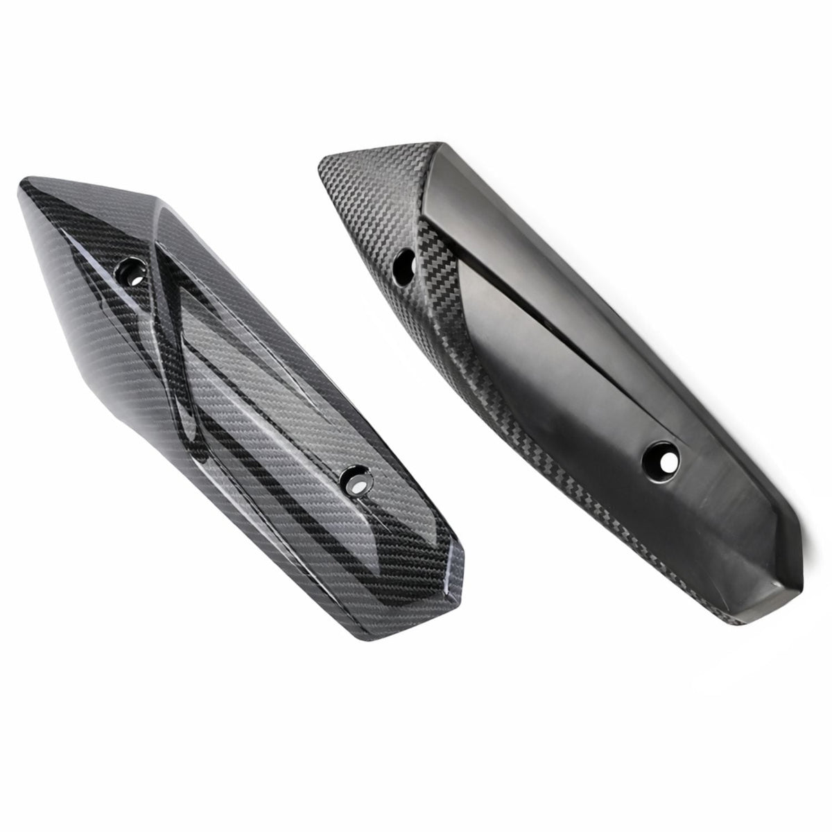 Protector de escape para moto estilo fibra de carbono, en dos acabados