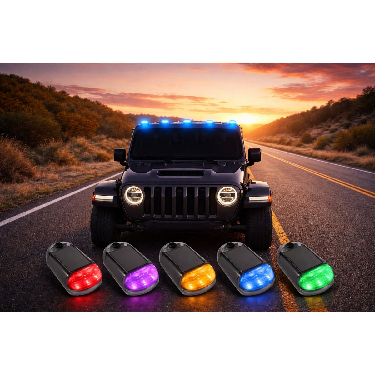 Luz LED solar multicolor IP66 para vehículos, sin cables - foto 4