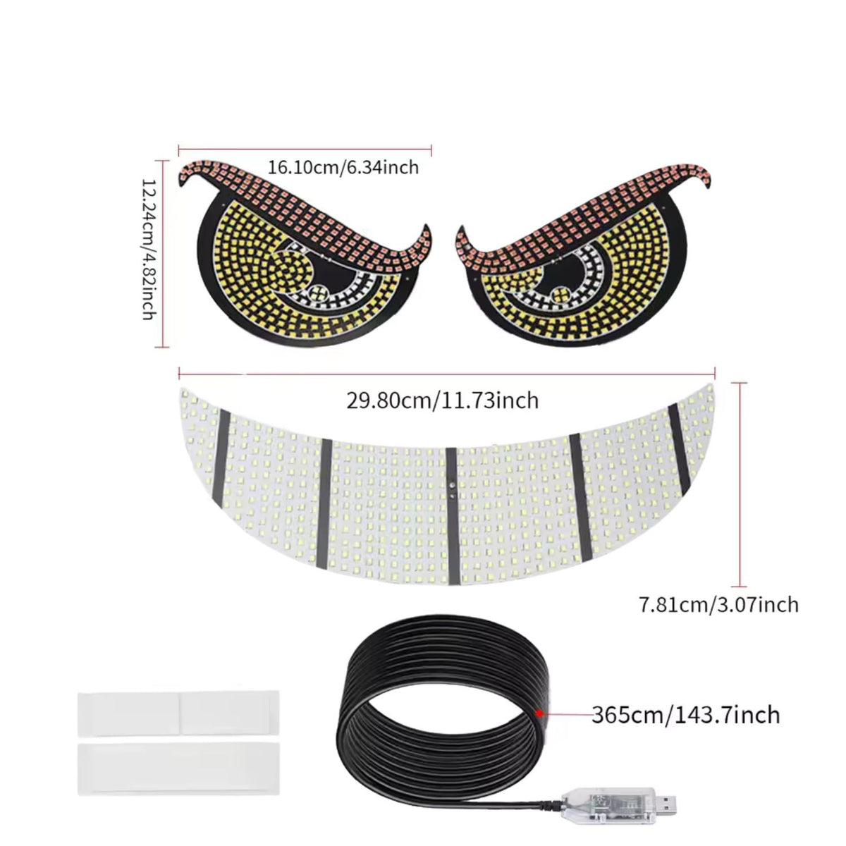 Kit de luces LED decorativas cara malvada para parabrisas o medallón, USB - foto 4