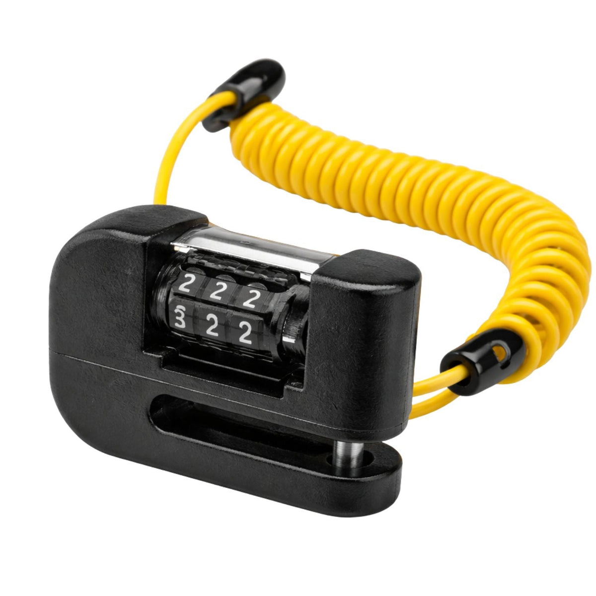 Candado de disco con combinación numérica y cable espiral para moto