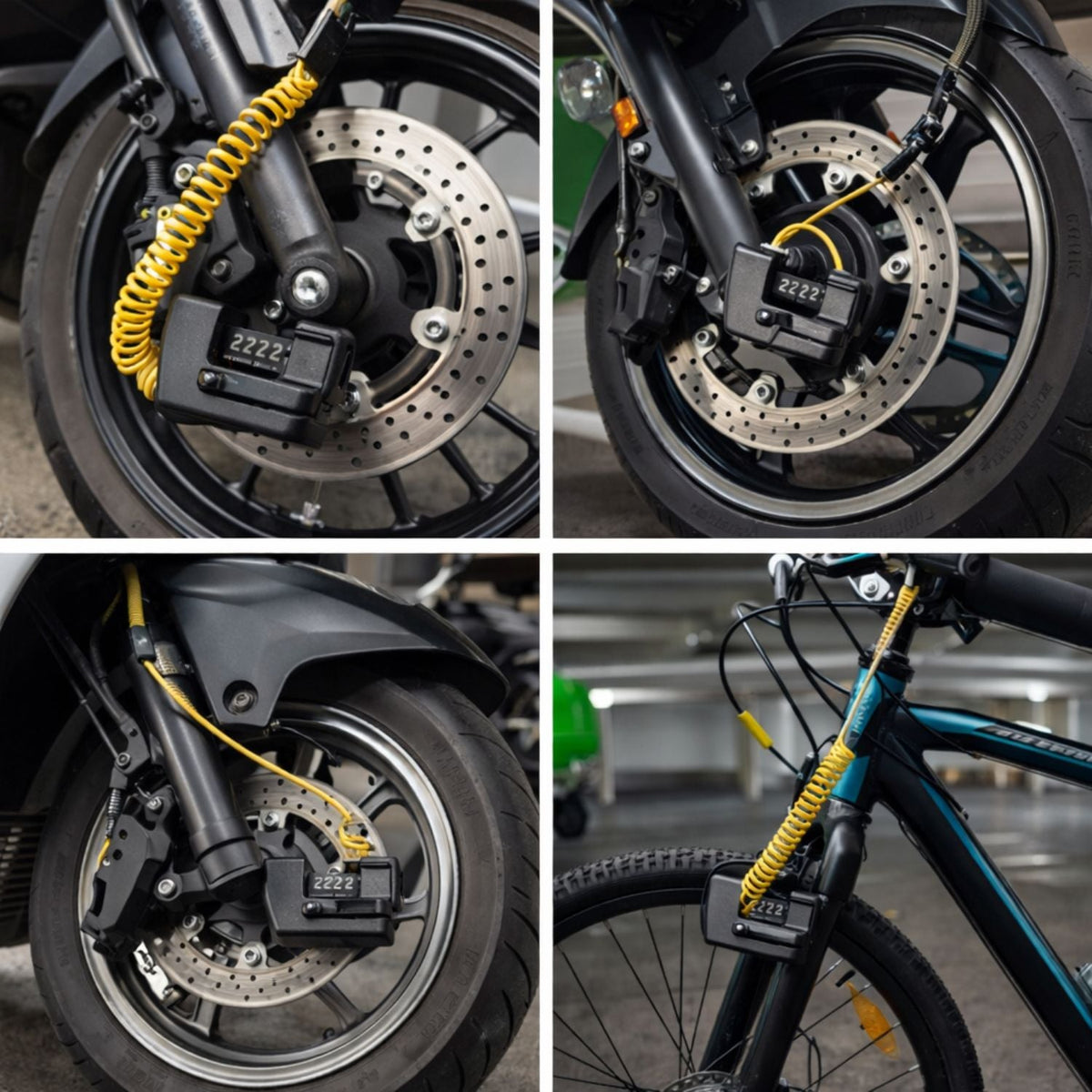 Candado de disco con combinación numérica y cable espiral para moto - foto 2