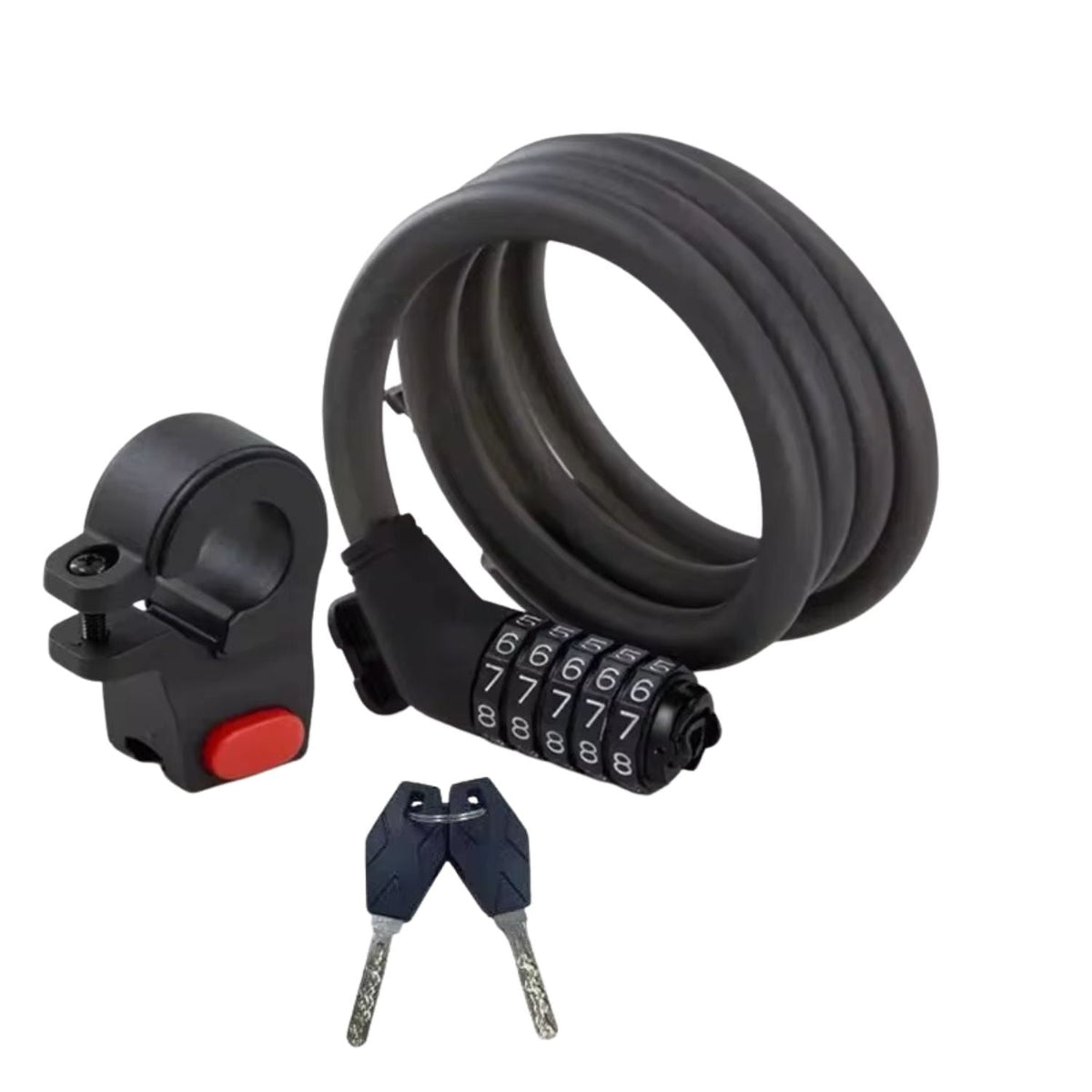 Candado de cable para moto y bici con clave de 5 dígitos y llave