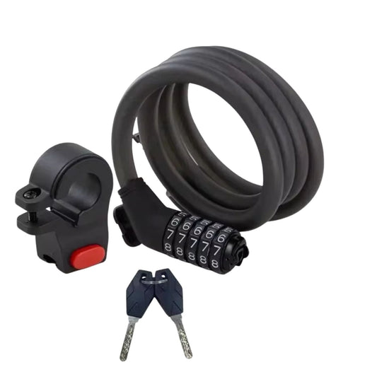 Candado de cable para moto y bici con clave de 5 dígitos y llave