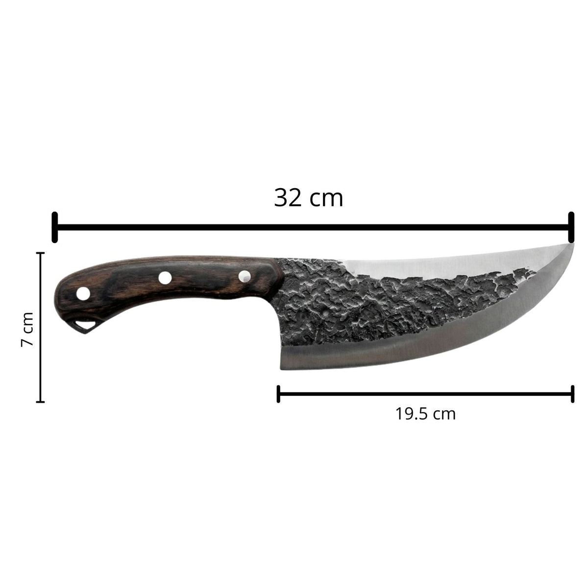 Cuchillo de campamento Black Forge con hoja curva y funda de cuero - foto 3