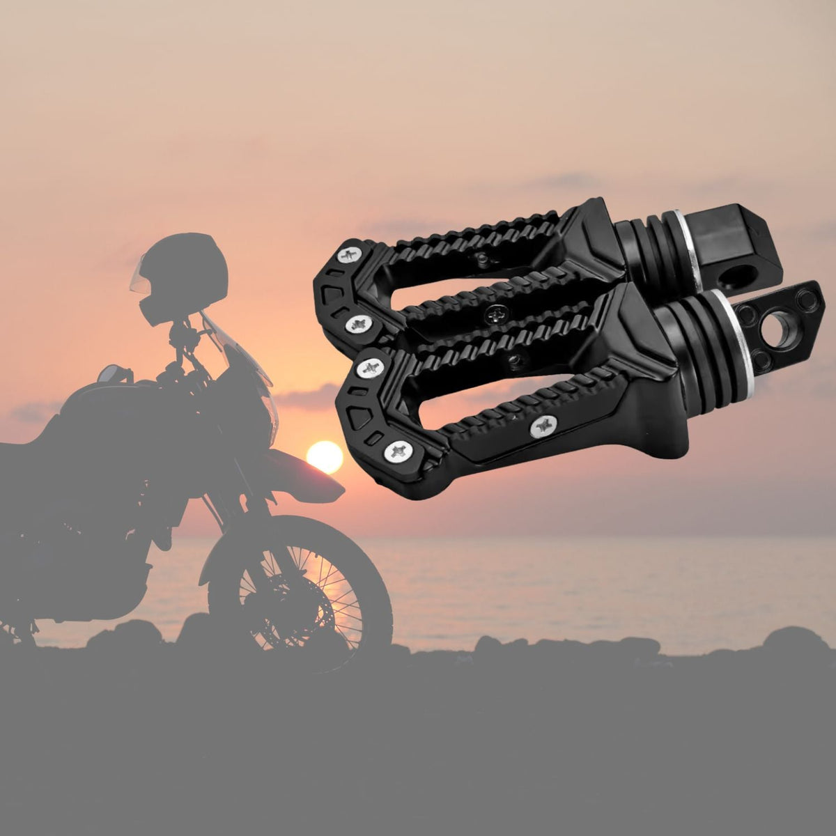 Estribos reposapiés antiderrapantes de aluminio negro para moto - foto 3