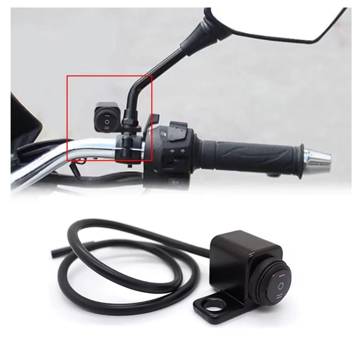 Interruptor rocker on/off impermeable para manillar de moto con cableado - foto 5