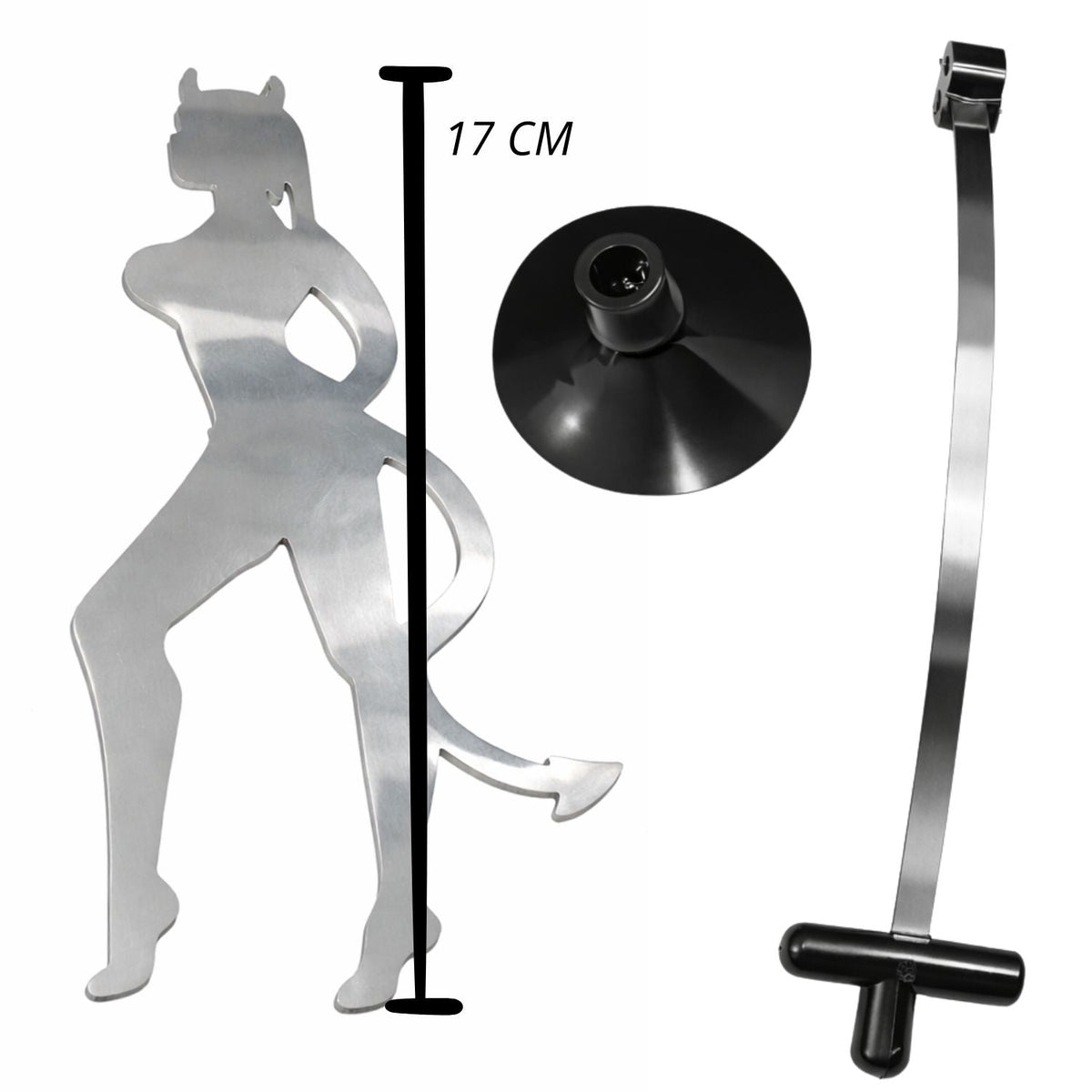 Figura decorativa de metal con ventosa para auto, 17 cm, Diabla o Ángel - foto 4