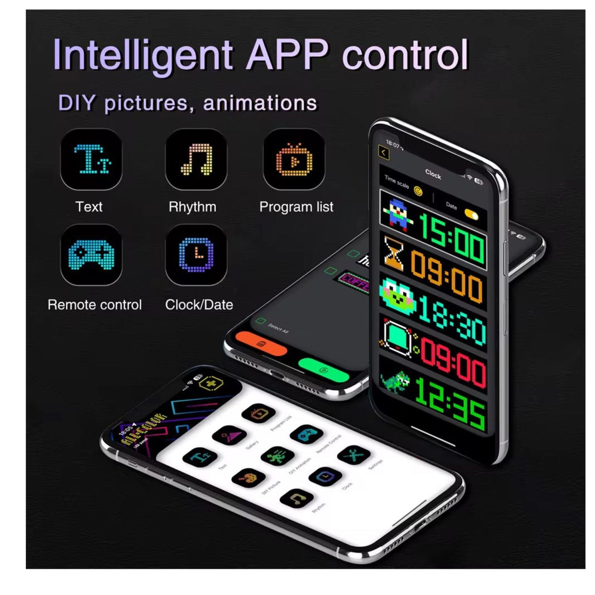 Panel LED flexible programable por app y control remoto, 17 x 7 cm - foto 4