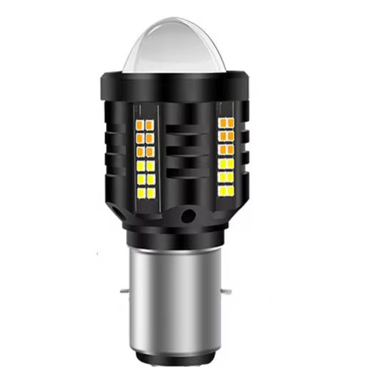 Foco LED BA20D con luz blanca y ámbar, alta y baja, para moto y scooter
