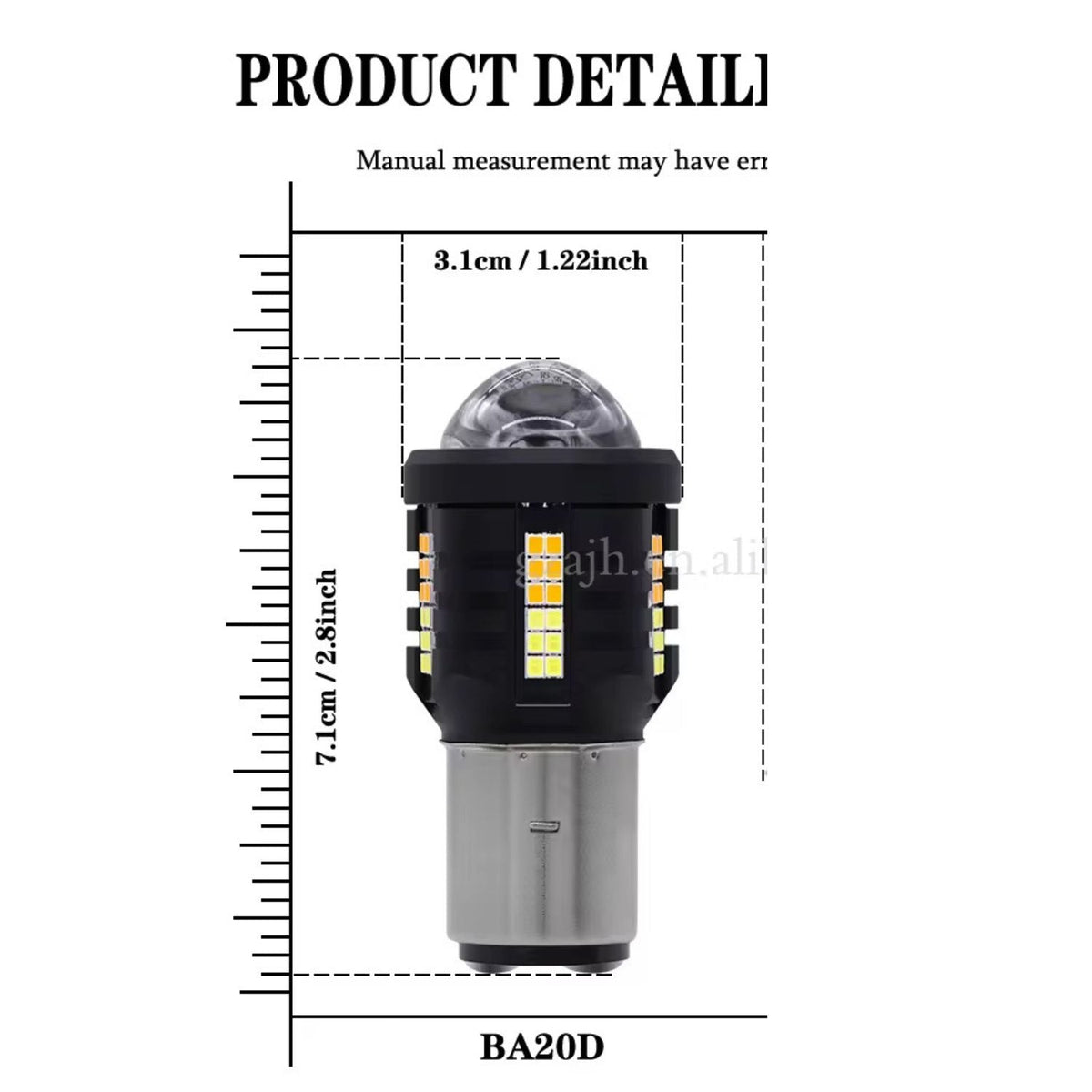 Foco LED BA20D con luz blanca y ámbar, alta y baja, para moto y scooter - foto 2